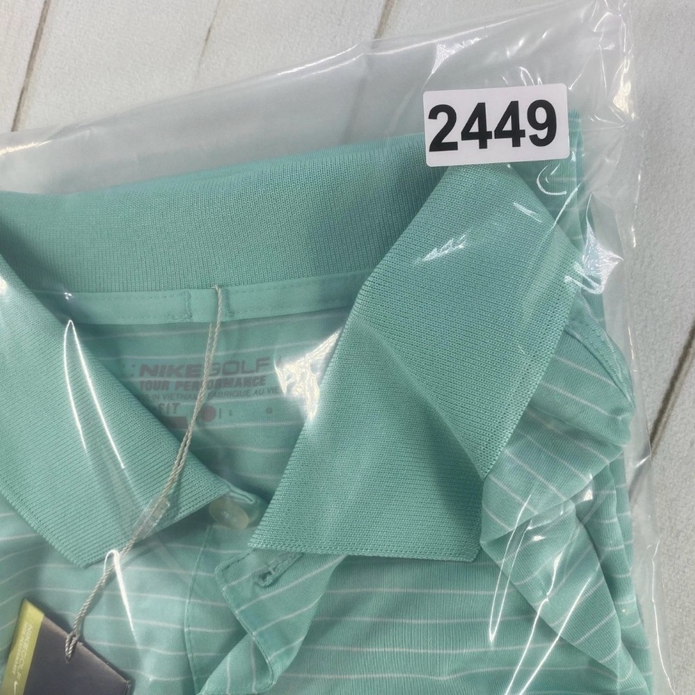 Nike Dri-FIT Golf Polo Shirt Mens Large Green Stripe U.S. Open Oakmont 2016 NWT - Picture 11 of 11